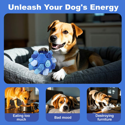 Dog Toy Fabric Snuffle Ball Treat Dispenser and Slow Feeder in Five Colors for Dogs and Puppies