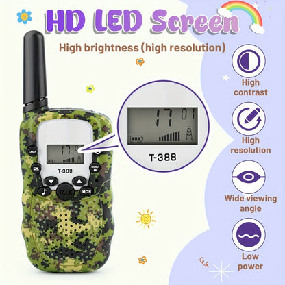 Colorful T-388 Two-Way Radio Set with LCD Screens in Two- or Four-Handset Packs for Outdoor Communication