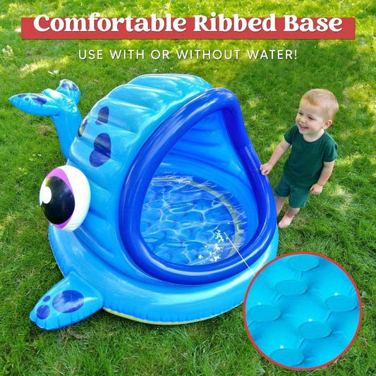 Inflatable Kiddie Pool with Sun Shade Canopy – Whale Baby Splash Pool Tent for Toddlers, Blow Up Wading Pool for Backyard Beach Summer Water Play