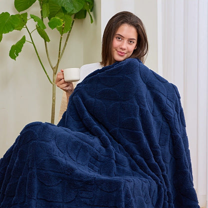 Raised Geometric Throw Blanket in White, Blue or Grey with 40 x 60, 60 x 80 and 80 x 90-Inch Size Options