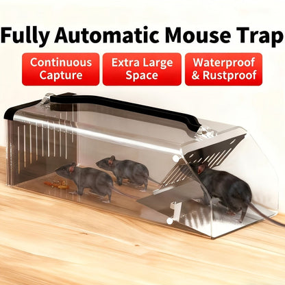 Humane Mouse Trap Live Catch - Fully Automatic Transparent Continuous Capture No-Kill Rodent Trap for Indoor Home, Kitchen, Garage & Outdoor Use