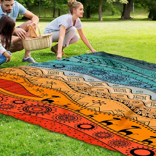 Bohemian Picnic Blanket Lightweight Quick-Dry Outdoor Mat 81"x79" – Fashion Beach Blanket for Camping, Travel, Beach Games & Vacation