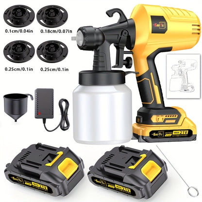 Electric Paint Sprayer Cordless Rechargeable 500ml HVLP Spray Gun Adjustable Modes for Walls Wood Cars Furniture Decks Indoor Outdoor