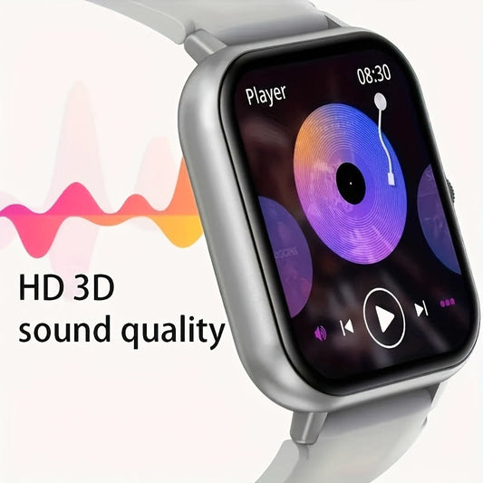Smart Watch 1.83-Inch Touch Display with Bluetooth Calling, Music Control and Black Silicone Band