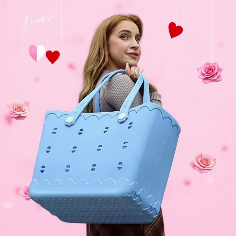 Beach Tote Bag for Women, Large Shoulder Handbag for Travel Vacation Fruits Flowers Drinks, M & L