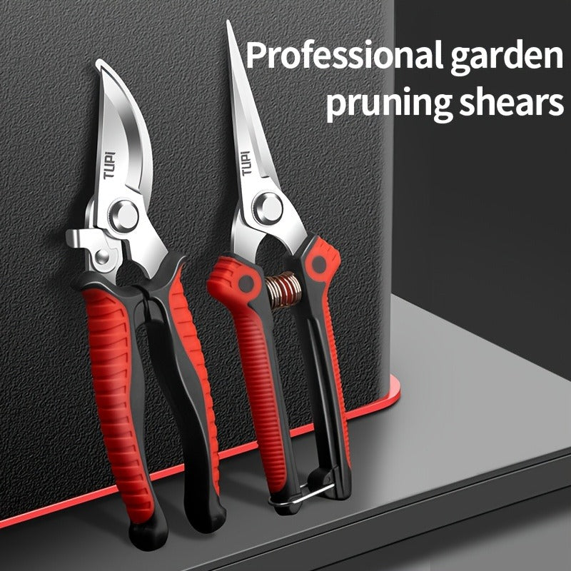 Bypass Pruning Shears 2-Pack - Ambidextrous High-Carbon Steel Fruit Scissors for Left & Right Hand, Garden Trimming Shears, Bonsai & Pot Beautification Cutter