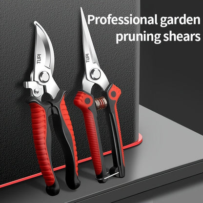 Bypass Pruning Shears 2-Pack - Ambidextrous High-Carbon Steel Fruit Scissors for Left & Right Hand, Garden Trimming Shears, Bonsai & Pot Beautification Cutter