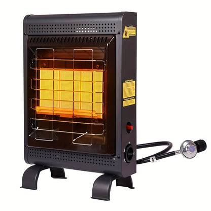 Black Cabinet Propane Heater with Three Heat Settings, Hose, Regulator and 24.4-Inch Pictured Height