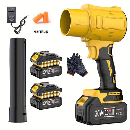 20V Cordless Leaf Blower with 50,000 RPM Marking, Yellow or Green Body and Six Dual-Battery Package Options