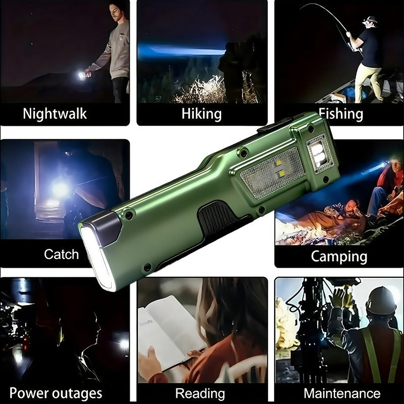 Flashlight Flat EDC Torch with Eight Modes, UV Light, Digital Display, Type-C Charging and Safety Lock