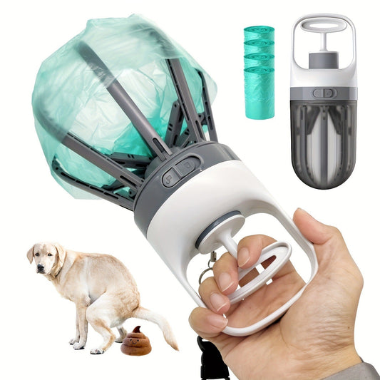 Dog Pooper Scooper No-Touch 2-in-1 with 75 Waste Bags & Wide Claw Attachment – Portable Hands-Free Hygienic Waste Pick-Up System for Small Medium Large Dogs, Parks & Lawn Use