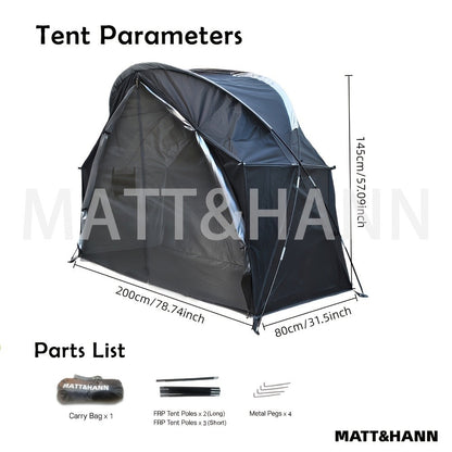 Camping Tent Single-Person Freestanding Bicycle Shelter with Mesh Panels, Polyester Body and Steel Poles