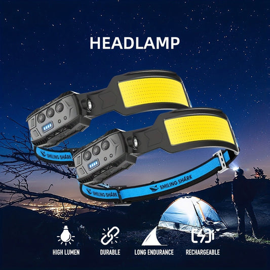 Motion Sensor Headlamp Rechargeable – 720 Lumen 7-LED Head Torch, 270° Wide-Angle Beam, Red Tail Light, 6 Modes, Waterproof Head Light for Camping, Running, Emergencies & Outdoor Work