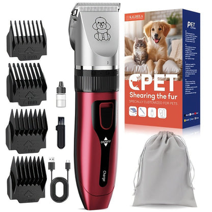 Pet Hair Clipper, USB-Rechargeable Cordless Trimmer with Adjustable Comb and Four Package Options
