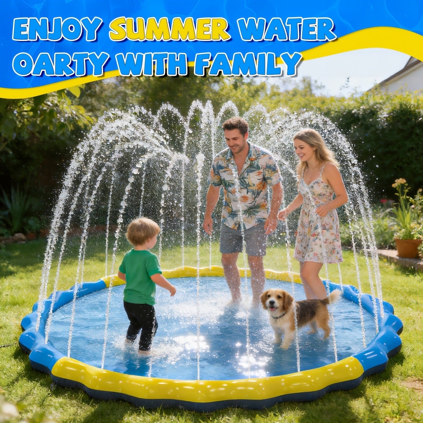 Splash Pad Sprinkler for Kids – Extra Large Inflatable Wading Pool Outdoor Water Play Mat Toy for Toddlers & Children Ages 3+, Thickened Non-Slip
