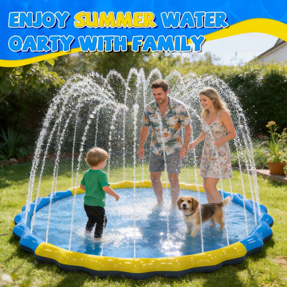 Splash Pad Sprinkler for Kids – Extra Large Inflatable Wading Pool Outdoor Water Play Mat Toy for Toddlers & Children Ages 3+, Thickened Non-Slip