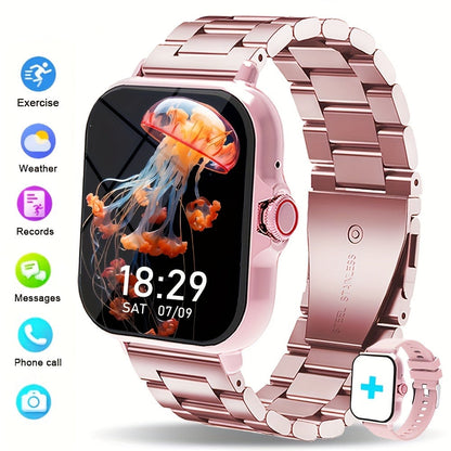 Smart Watch Square Display with Wireless Calling, 100+ Sport Modes and Black or Silver Band Options