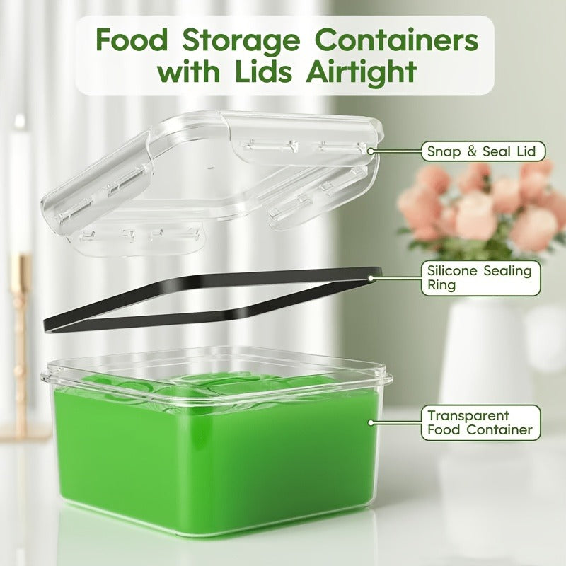 Food Storage Container Set with 12, 20 or 24 Clear Boxes, Locking Lids and Microwave, Dishwasher and Freezer Use