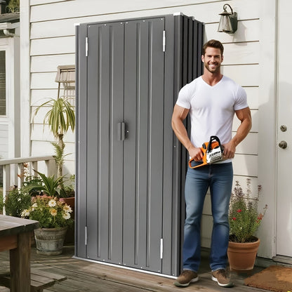 Tall Metal-Look Outdoor Storage Cabinet with Double Doors, 22 or 28 Cu Ft Checkout Capacity Options