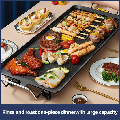 Electric Griddle 1500W Non-Stick Oblong Baking Pan 5-Speed Temperature Control Smokeless Indoor Grill for Eggs Vegetables BBQ Dishwasher Safe Black