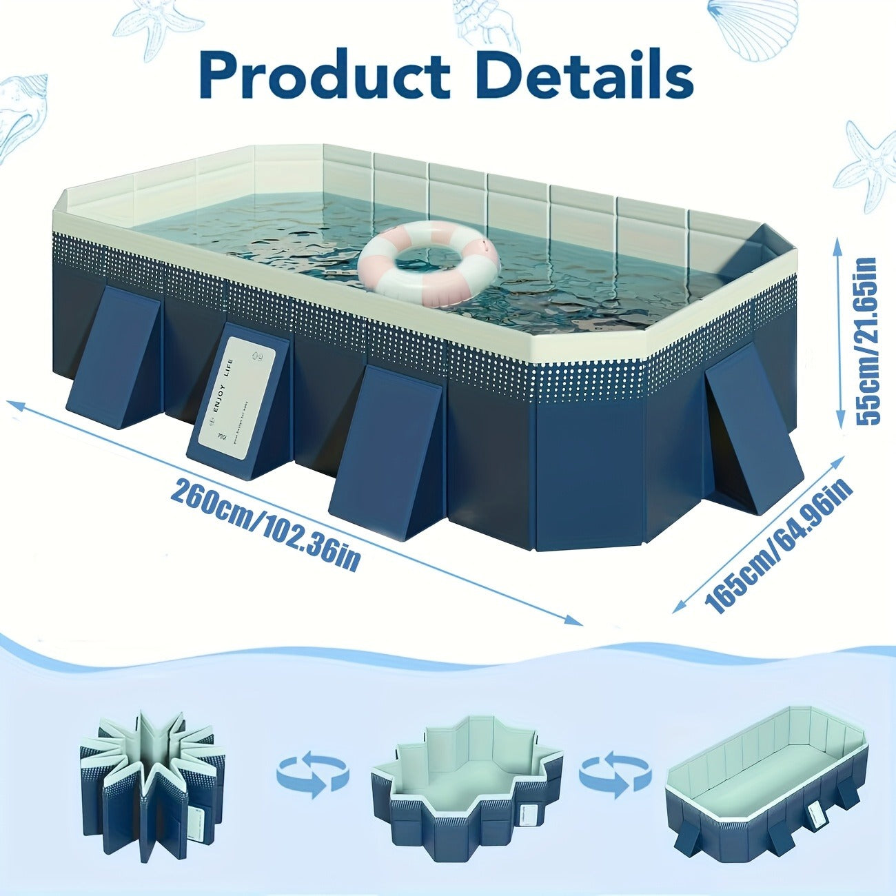Inflatable Swimming Pool for Adults & Family – 102" Large Backyard Above Ground Pool