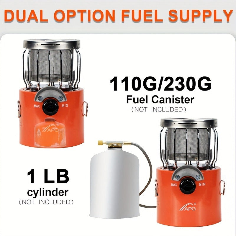 Portable Propane Camping Heater Stove 2-in-1 with Temperature Control, Compact Outdoor Cooking & Heating Unit, BPA-Free Metal