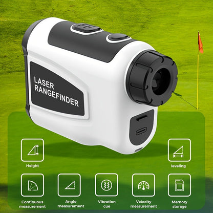 White Golf Laser Rangefinder, Model LAB12 with 1200-Yard Source Rating, 6x Optics and USB Charging