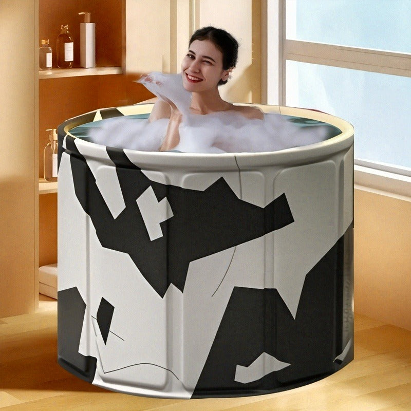 Foldable Soaking Bathtub for Adults Portable Extra Large Free Standing Hot Tub with Temperature Retention Easy Assembly for Small Spaces