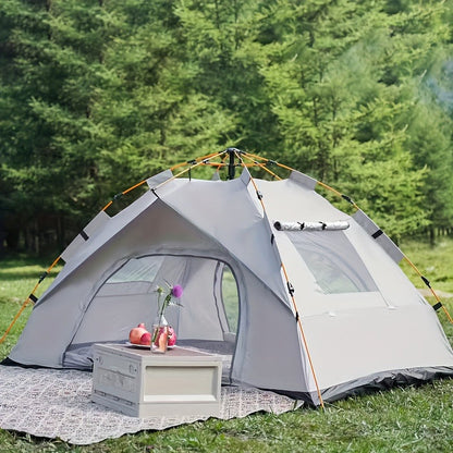 Instant Setup Camping Tent 2 Person 3-Second Auto Pop-Up Fiberglass Poles Oxford Cloth All-Season Zip Closure Hiking Travel Beach Tent Small Large Double Door