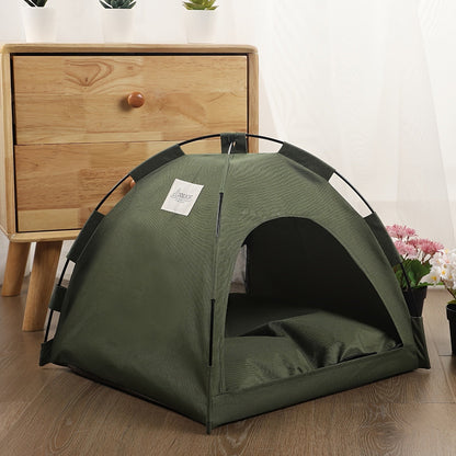 Fern-Green Dome Pet Tent with Folding Fabric Shell, Interior Mat and Three Square Size Options