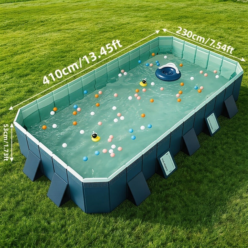 Large Rectangular Frame Pool – Non-Inflatable Backyard Swimming Pool with Drain