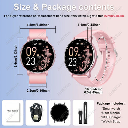 Smart Watch 1.5-Inch Round Display with Wireless Calling, Custom Faces and Black Silicone Band