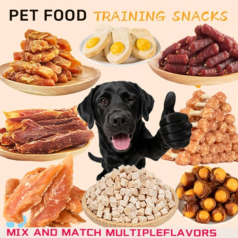 Dog Treats Chicken, Duck and Egg Yolk Assortment with Multi-Bag, 350g and 25 x 4g Options for Dog Reward Use