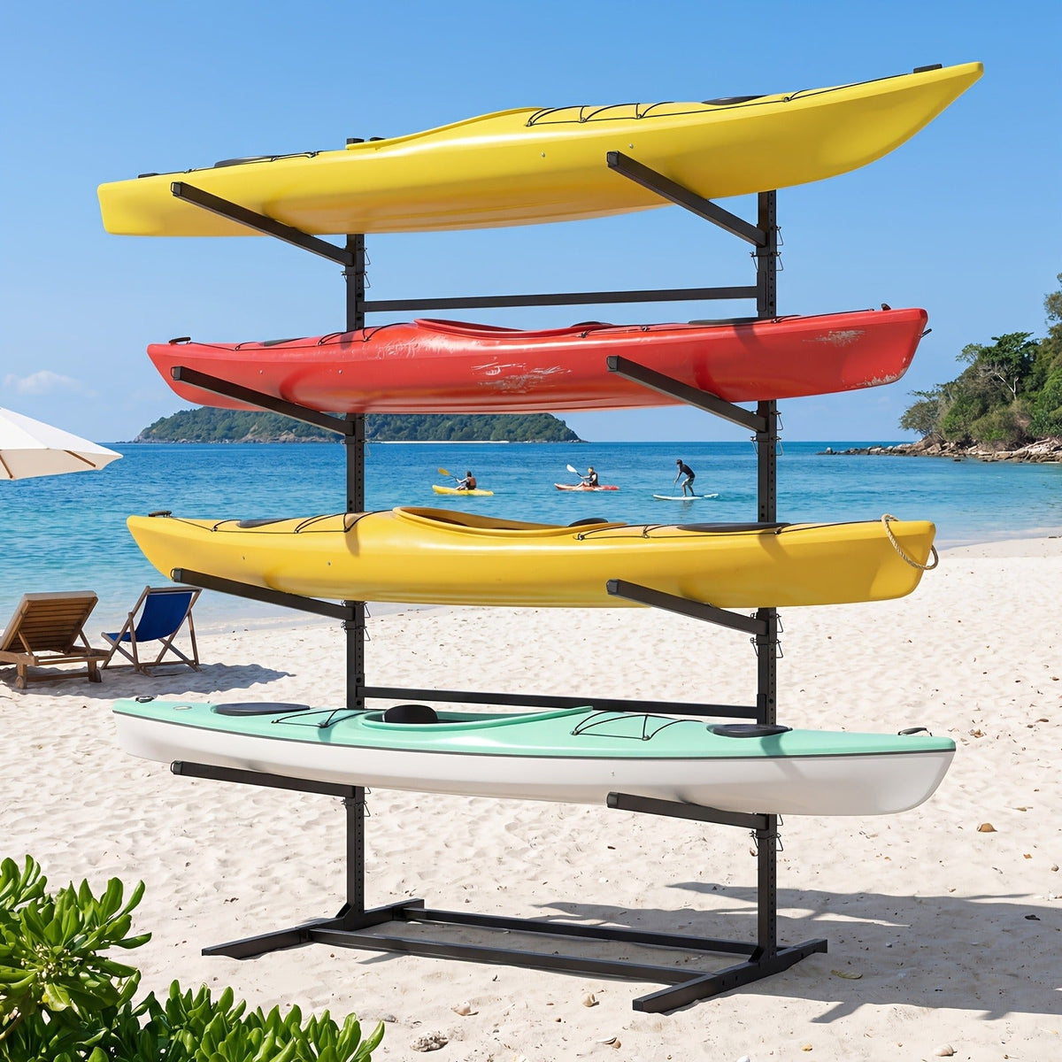 Kayak Storage Rack, Adjustable Stand for SUP, Canoe & Paddle Board, Wall, Dock & Freestanding, 400 lbs Capacity
