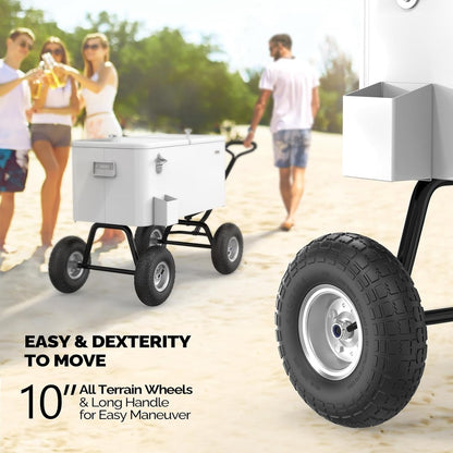 Rolling Cooler Cart 80QT Portable Wagon with 10" Wheels, Patio Beach Outdoor Drink Cooler, for Camping, Travel and Outdoor Use