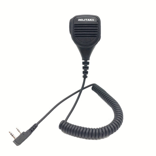 RELITAKS Handheld Two-Way Radio Speaker Mic – K-Head Connector, Coiled Cord, Compatible with Baofeng, TYT & More, No Battery