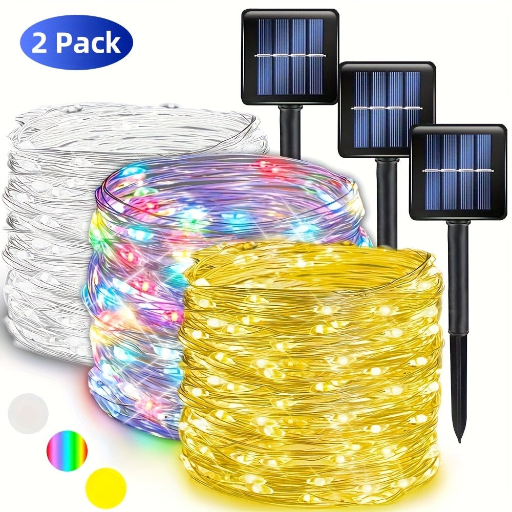 Solar String Lights Outdoor 2 Pack 104Ft 300LED IP65 Waterproof 8 Modes Fairy Lights for Garden Yard Patio Tree Christmas Wedding Party Decor