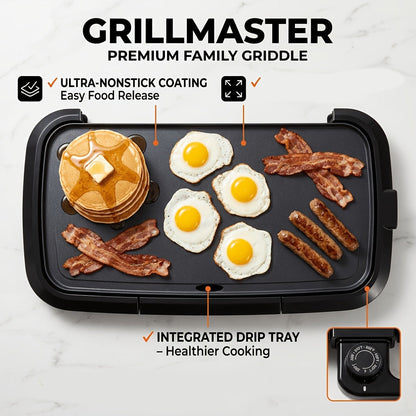 Electric Griddle Non-Stick Teppanyaki Grill Pan, Frying & Grilling All-in-One for Eggs, Steaks, Bacon, Pancakes & Seafood – Easy-Clean Indoor Electric Grill for Breakfast, BBQ & Party