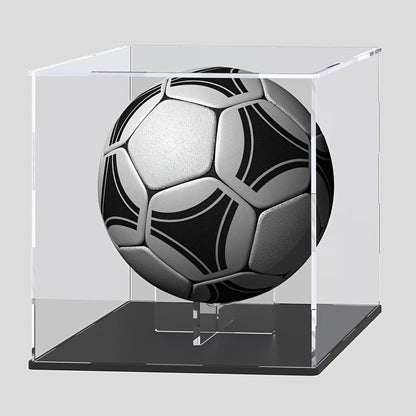 Acrylic Football Display Case Clear Crystal Box with Removable Football Stand Detachable Easy Assembly Memory Storage Display Box for Full Size Football Collectors Gift for Football Fans Athletes