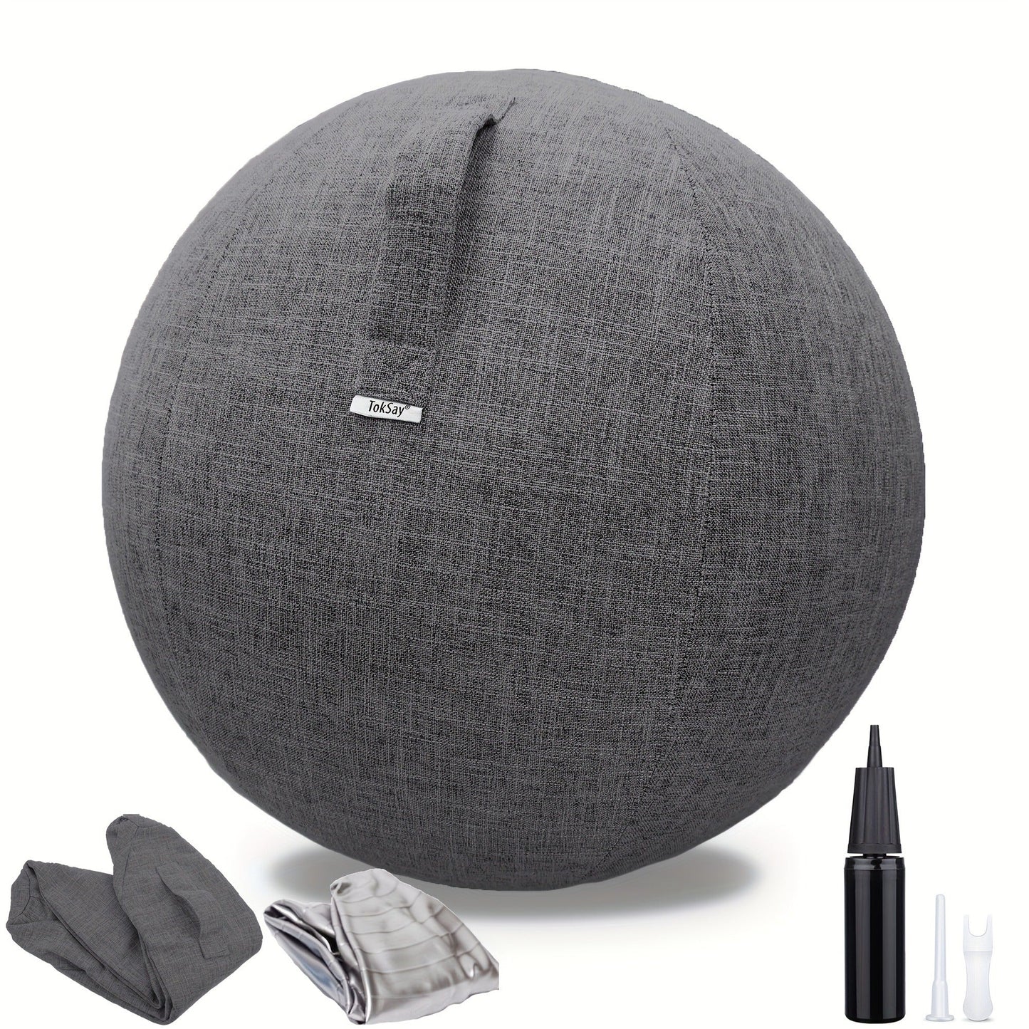 Fitness Equipment 65cm Exercise Ball Chair with Fabric Cover, Carry Handle, Pump and Two Color Options