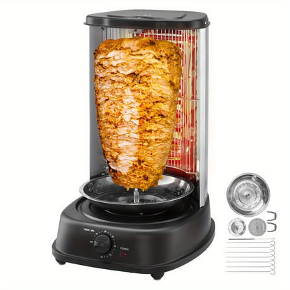 Vertical Shawarma Grill Machine, Electric Gyro Rotisserie Oven with Countertop Broiler, Doner Kebab & Chicken Shawarma Cooker for Home Kitchen, Restaurant & Parties