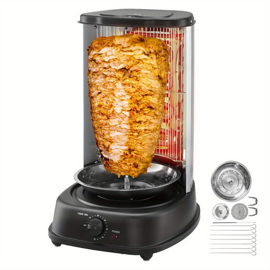 Vertical Shawarma Grill Machine, Electric Gyro Rotisserie Oven with Countertop Broiler for Home Cooking, Dining and Outdoor Meals