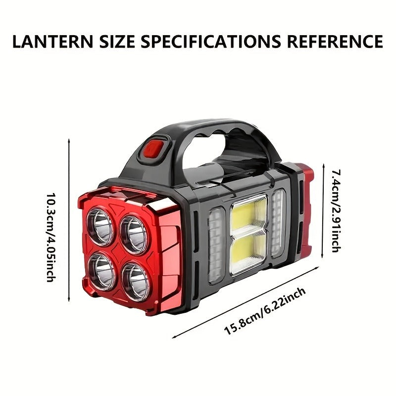 Flashlight 2000-Lumen Solar and USB-C Rechargeable Carrying Light with Power Bank and Four Modes