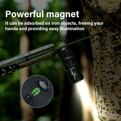 Flashlight Magnetic Mini EDC Torch with 130-Lumen Output, Type-C Charging and Rotary Switch