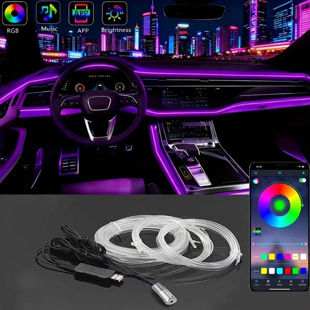 Car Interior Ambient Light Strip with Eight-Color App Control, Music-Responsive Modes and Two Checkout Configurations
