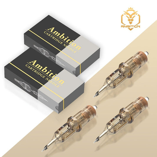 Ambition Tattoo Cartridge Needles 20pcs Professional RL RS RM Sizes with Safety Membrane – Disposable Sterilized Cartridges for Tattoo Machine PMU & SMP Artists
