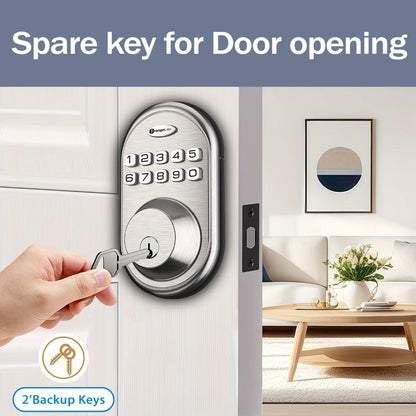 Heavy Duty Smart Deadbolt with Biometric Fingerprint & Keypad - App Control, Auto-Lock, Keyless Entry for Front Door, Office & Apartment, Zinc Alloy, Optional Handle Set Included