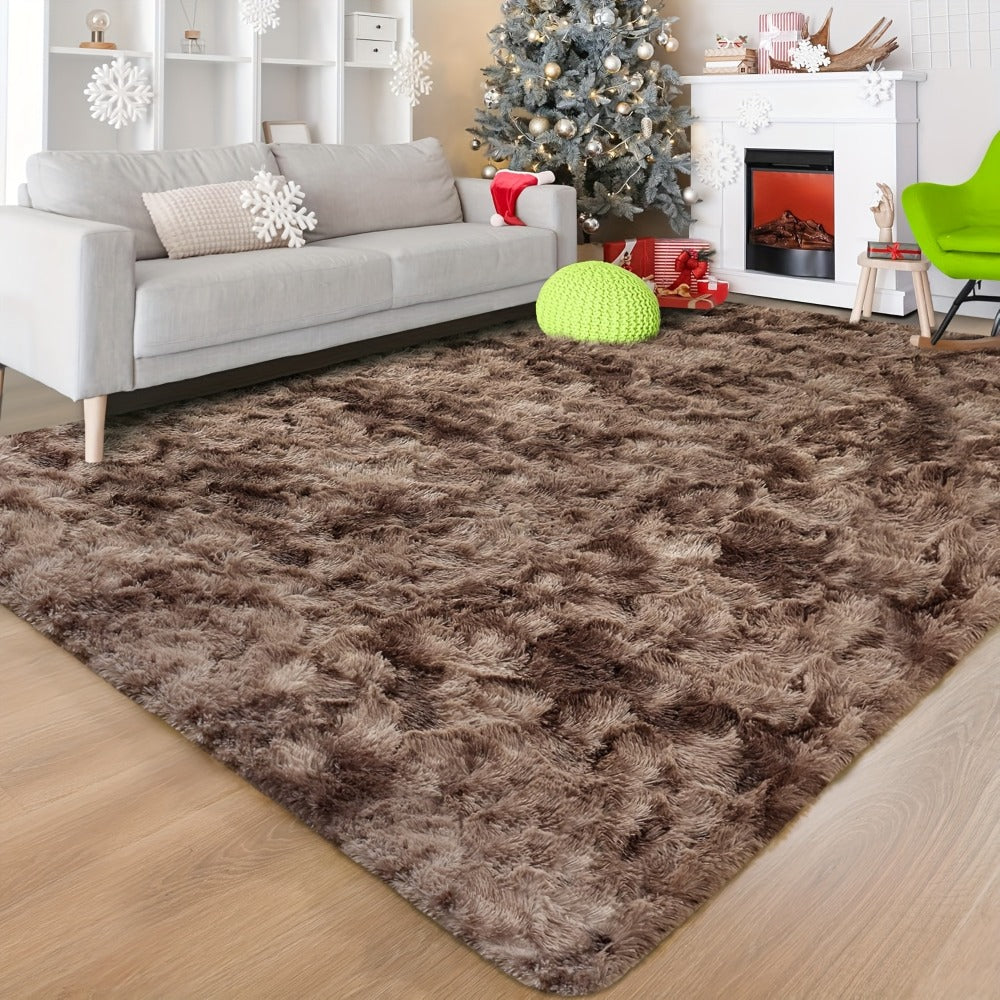 Shaggy Area Rug Soft Plush Fuzzy Carpet Non-Slip Tie-Dye Design for Bedroom Living Room Nursery Dorm — Pet Friendly Machine Washable Multiple Sizes & Colors