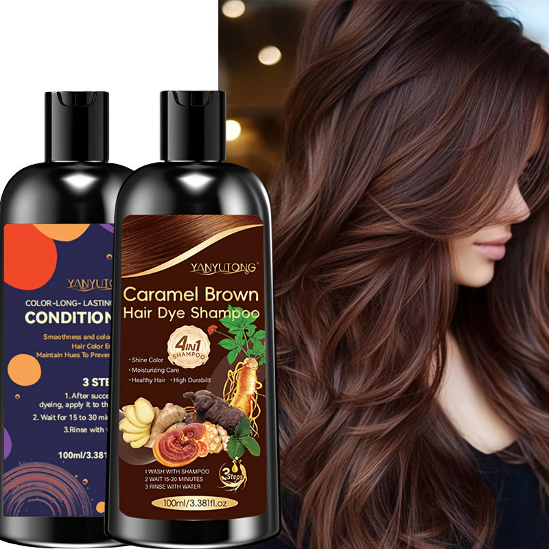 Hair Color Shampoo, YANYUTONG 4-in-1 Color Shampoo and Conditioner Pair in Three Color Options