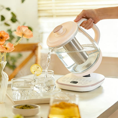 Electric Kettle 1.8L Glass Multi-Function Pot with 18 Presets, Removable Filter and 110V US Plug